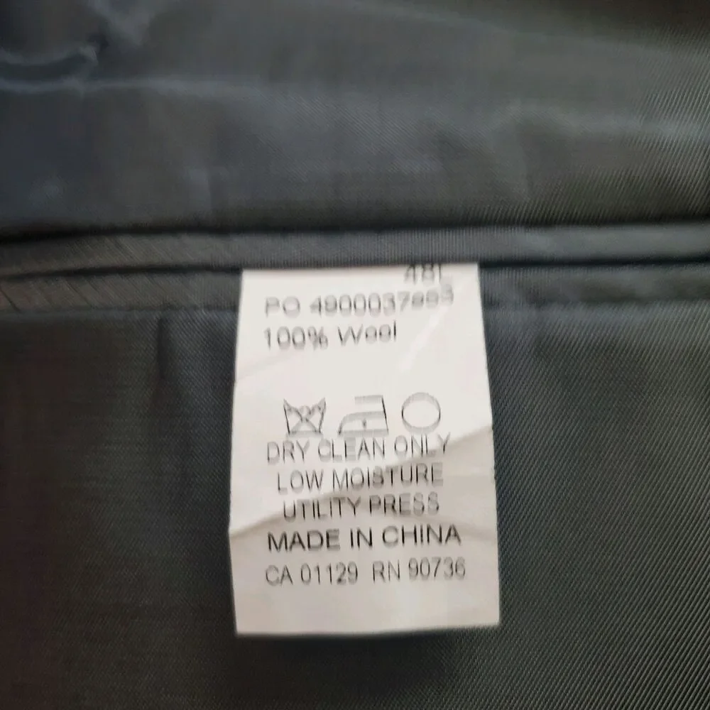 Calvin Klein Wool Blazer Men's 48L Dark Grey Sportcoat Suit Jacket